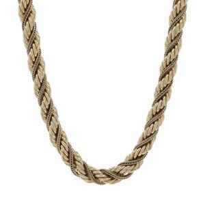 Gold Filled Vintage Rope & Foxtail Twist Chain Choker Necklace 14" - 1/20 12k